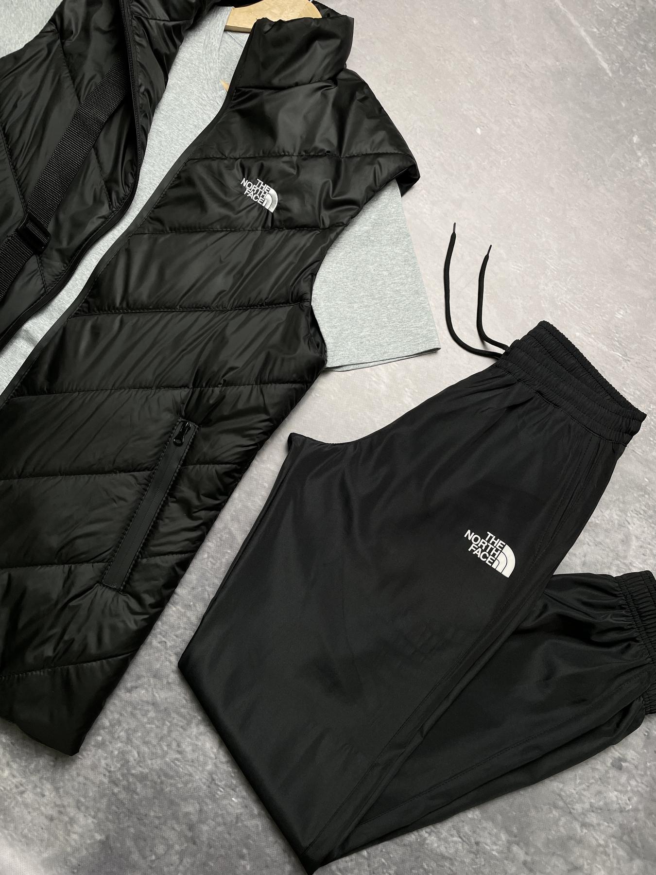 Комплект TNF 'Clip' жилетка чорна + сіра футболка та штани president + барсетка у подарунок