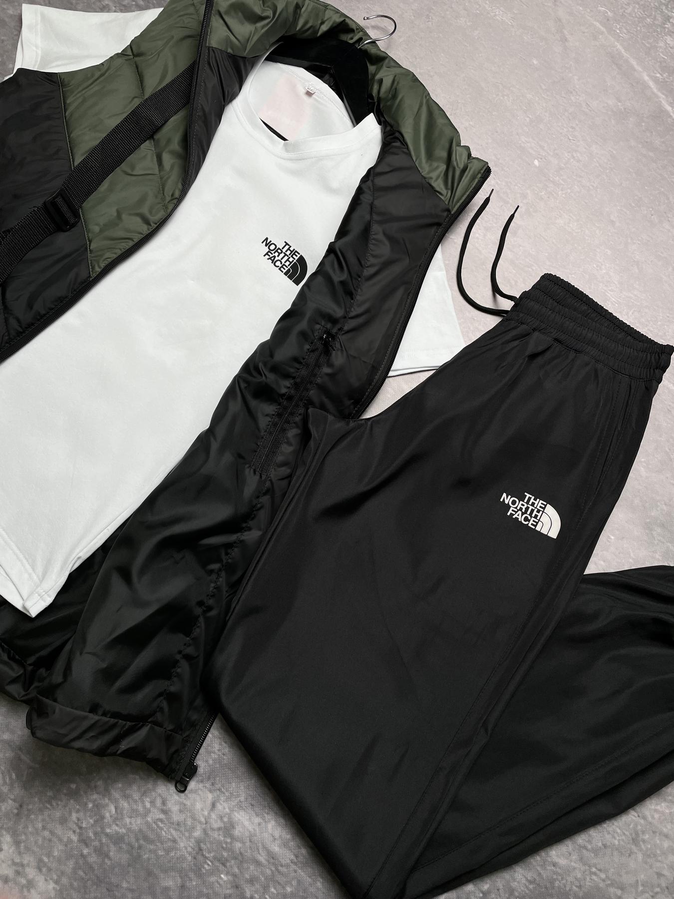 Комплект TNF 'Clip' жилетка хакі-чорна+ біла футболка та штани president + барсетка у подарунок
