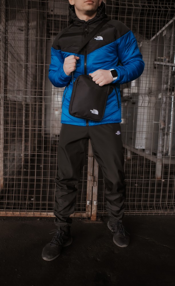 Комплект TNF куртка електрик-чорна-синя + штани TNF + барсетка TNF у подарунок!