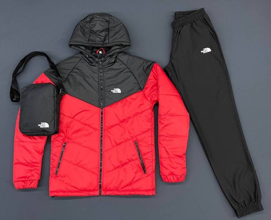 Комплект TNF куртка чорно-червона + штани TNF + барсетка TNF у подарунок!