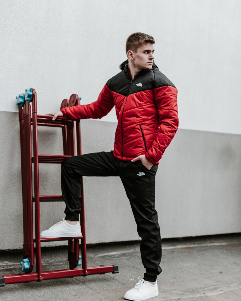 Комплект TNF куртка чорно-червона + штани TNF + барсетка TNF у подарунок!
