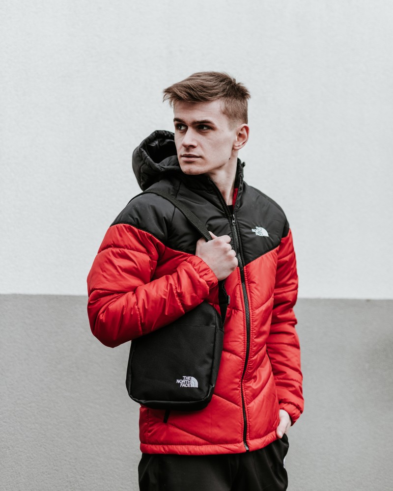 Комплект TNF куртка чорно-червона + штани TNF + барсетка TNF у подарунок!