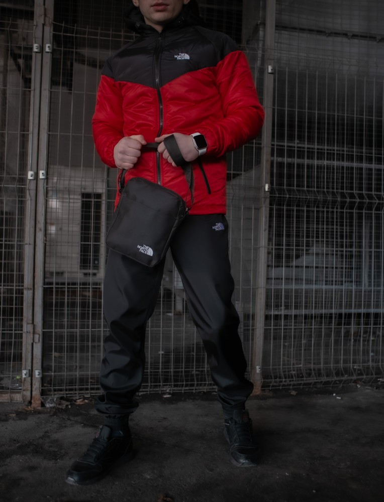 Комплект TNF куртка чорно-червона + штани TNF + барсетка TNF у подарунок!