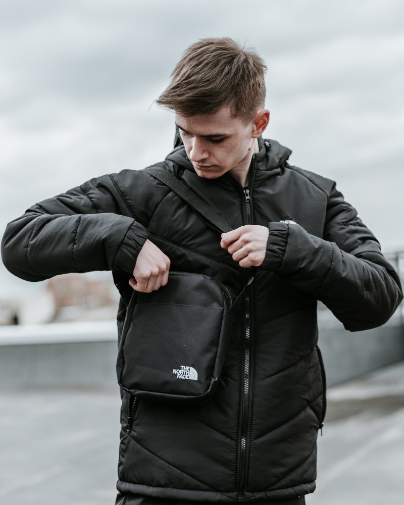 Комплект TNF чорна куртка + штани TNF + барсетка TNF в подарунок!