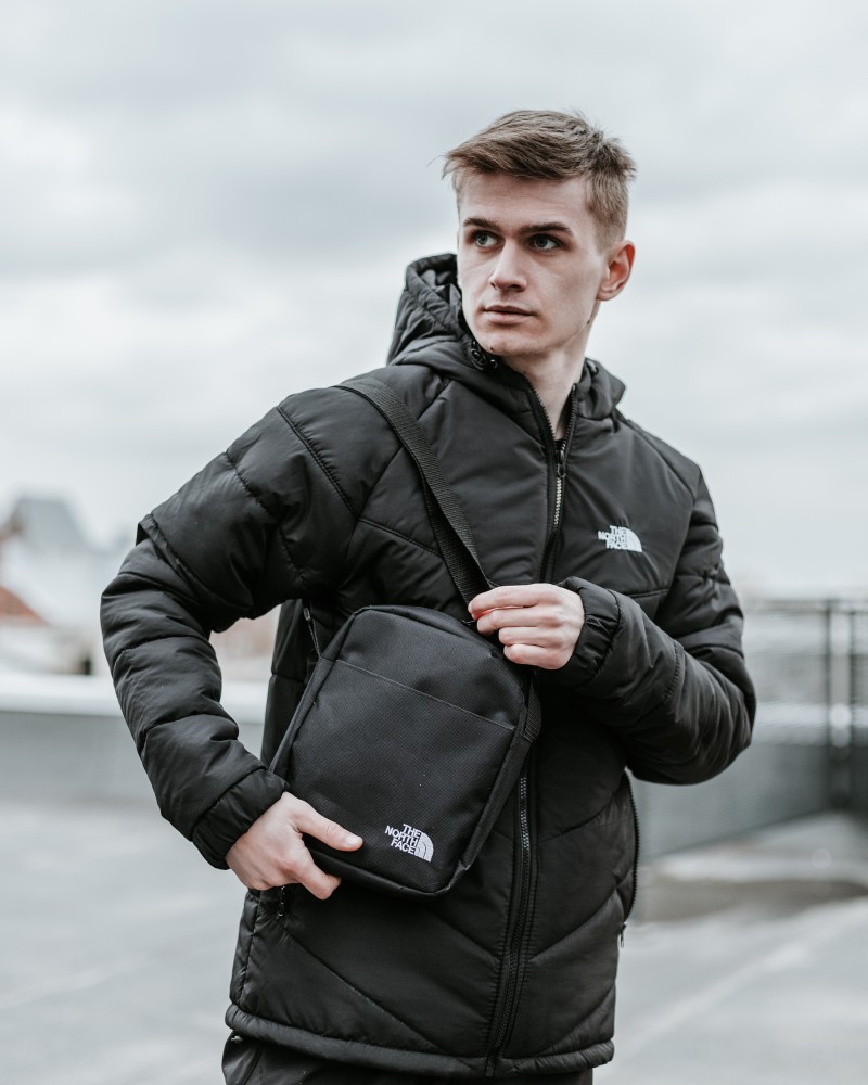Комплект TNF чорна куртка + штани TNF + барсетка TNF в подарунок!