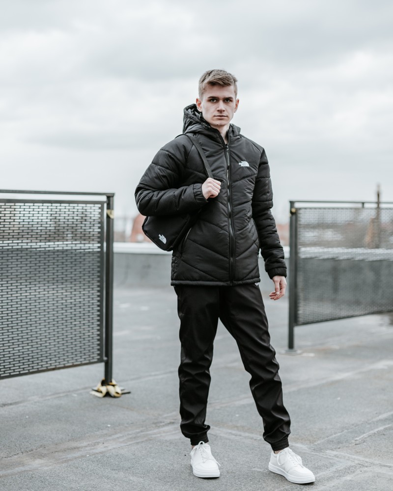 Комплект TNF чорна куртка + штани TNF + барсетка TNF в подарунок!