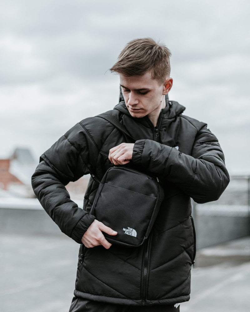 Комплект TNF чорна куртка + штани TNF + барсетка TNF в подарунок!