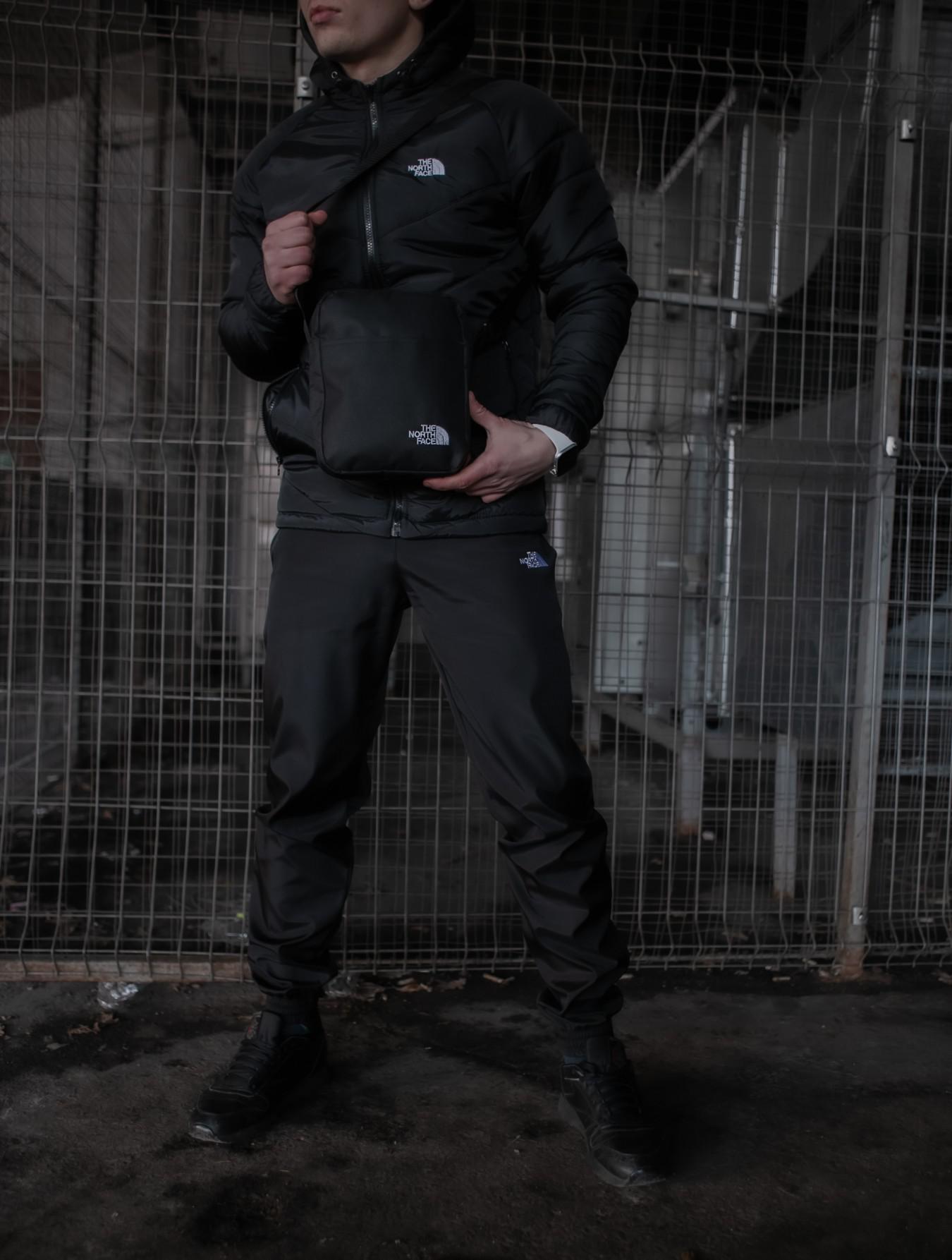 Комплект TNF чорна куртка + штани TNF + барсетка TNF в подарунок!