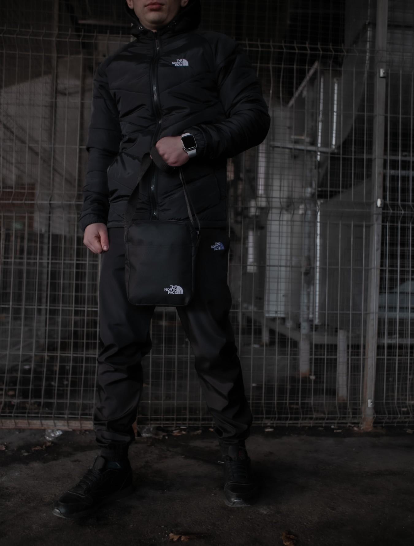 Комплект TNF чорна куртка + штани TNF + барсетка TNF в подарунок!