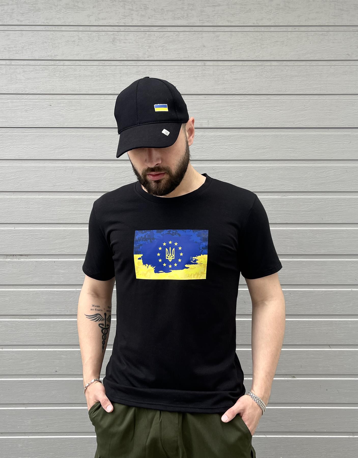 Футболка з прапором Ua та EU великий принт