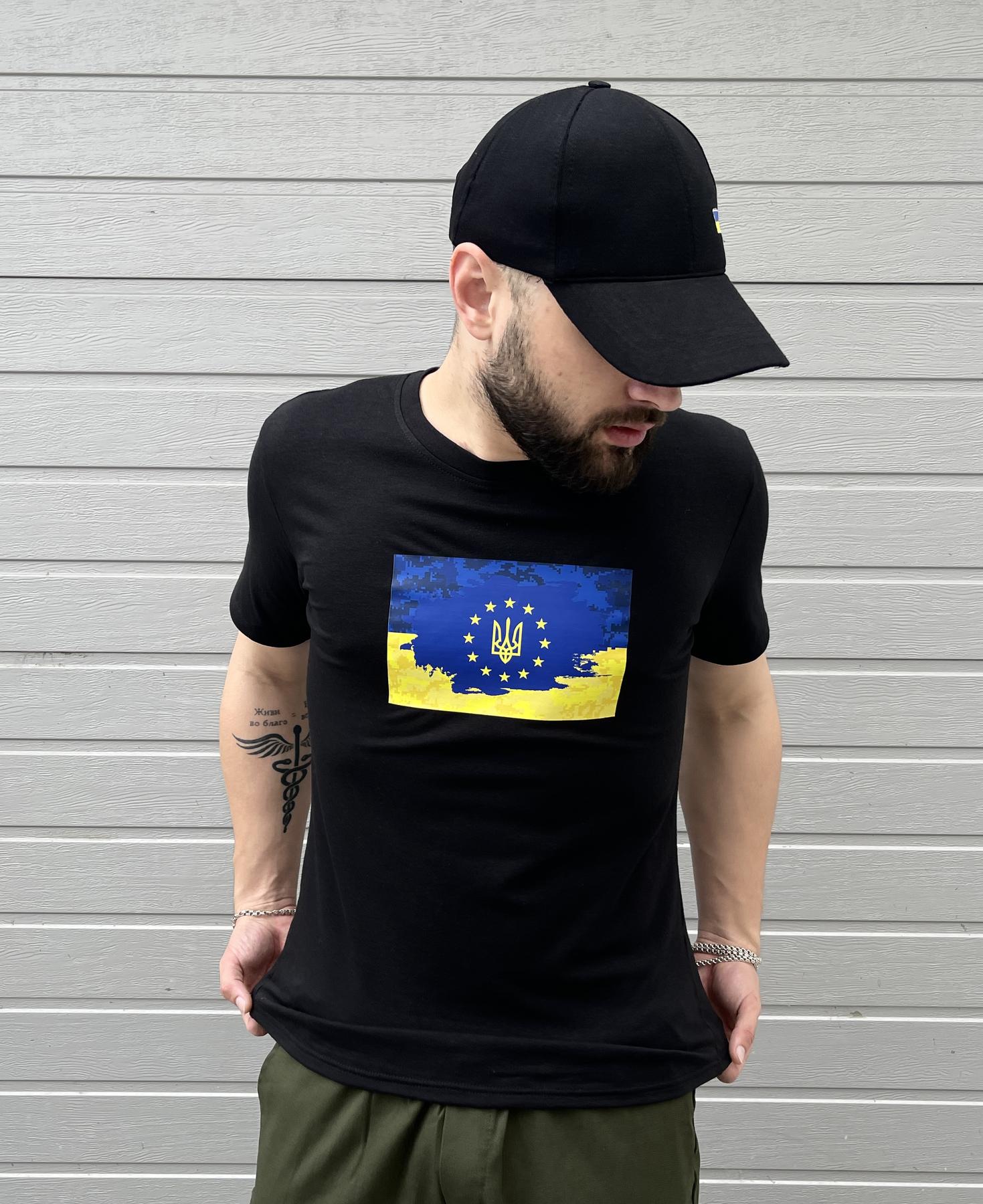 Футболка з прапором Ua та EU великий принт