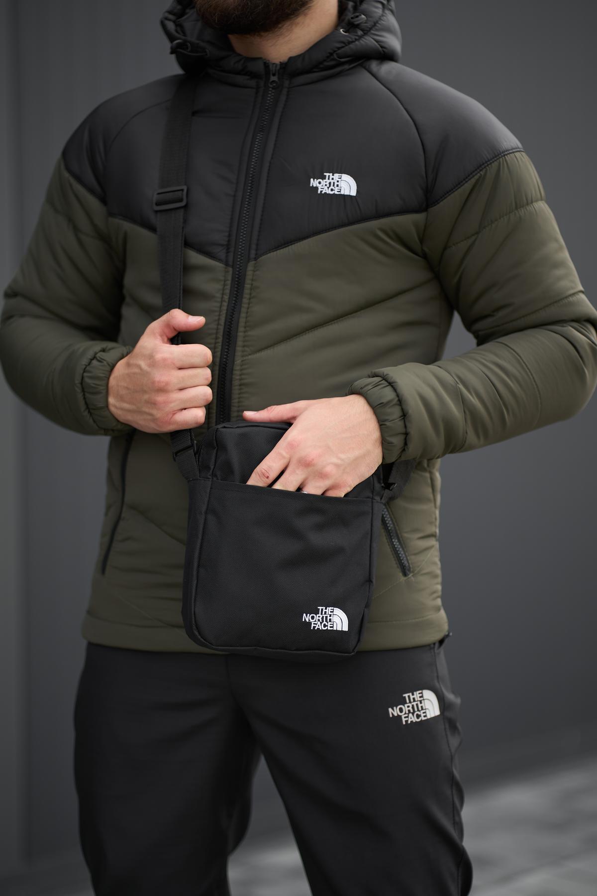 Комплект куртка TNF чорна-хакі + штани TNF. Барсетка TNF у подарунок!