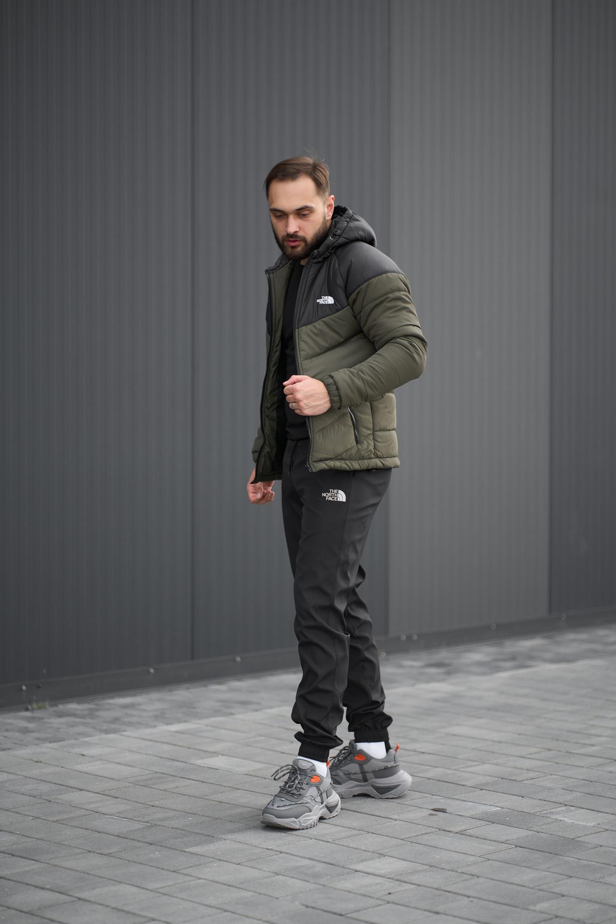 Комплект куртка TNF чорна-хакі + штани TNF. Барсетка TNF у подарунок!