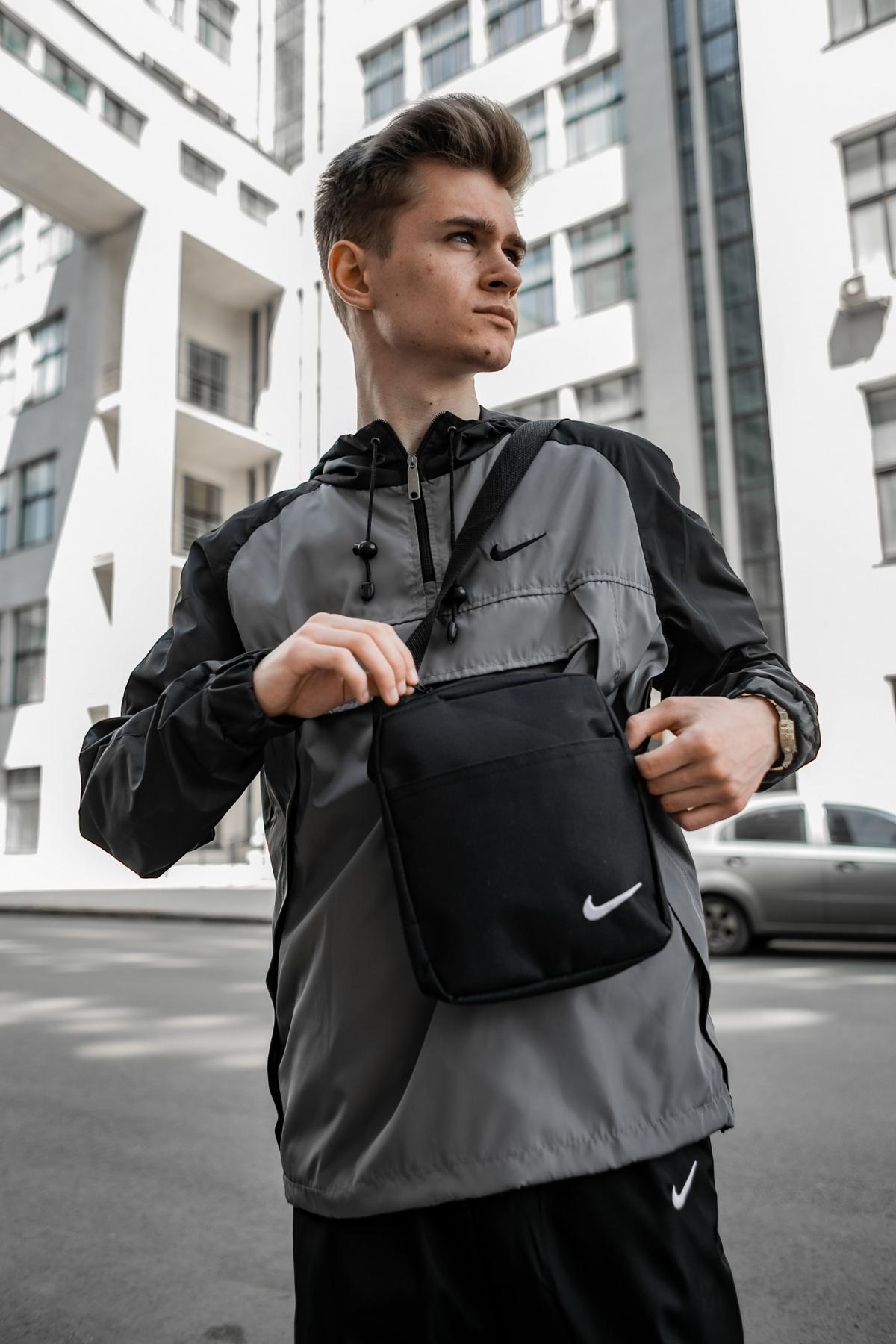 Комплект анорак House чорно-сірий + штани President+ барсетка