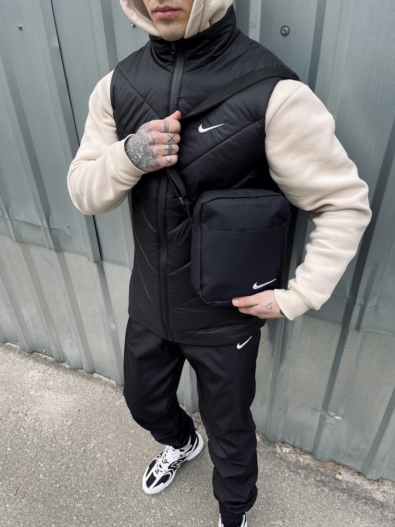 Комплект 'Clip' Nike жилет чорний + штани president. Барсетка у подарунок!