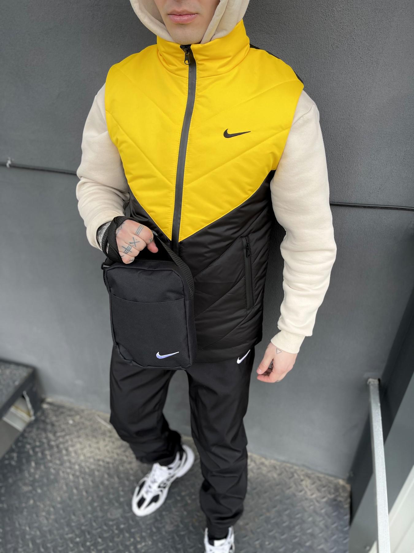 Комплект 'Clip' Nike жилет жовто-чорний + штани president. Барсетка у подарунок!