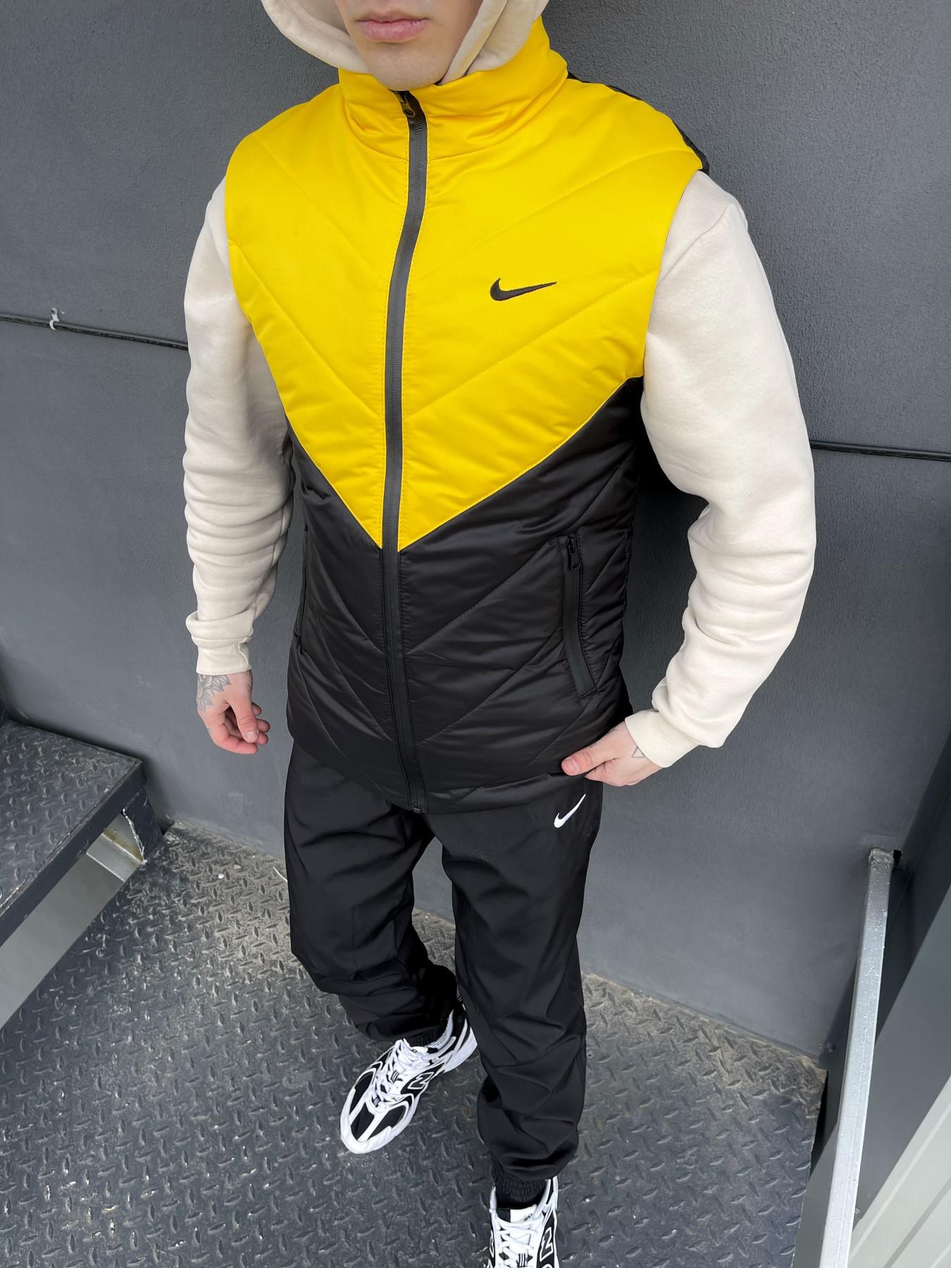 Комплект 'Clip' Nike жилет жовто-чорний + штани president. Барсетка у подарунок!