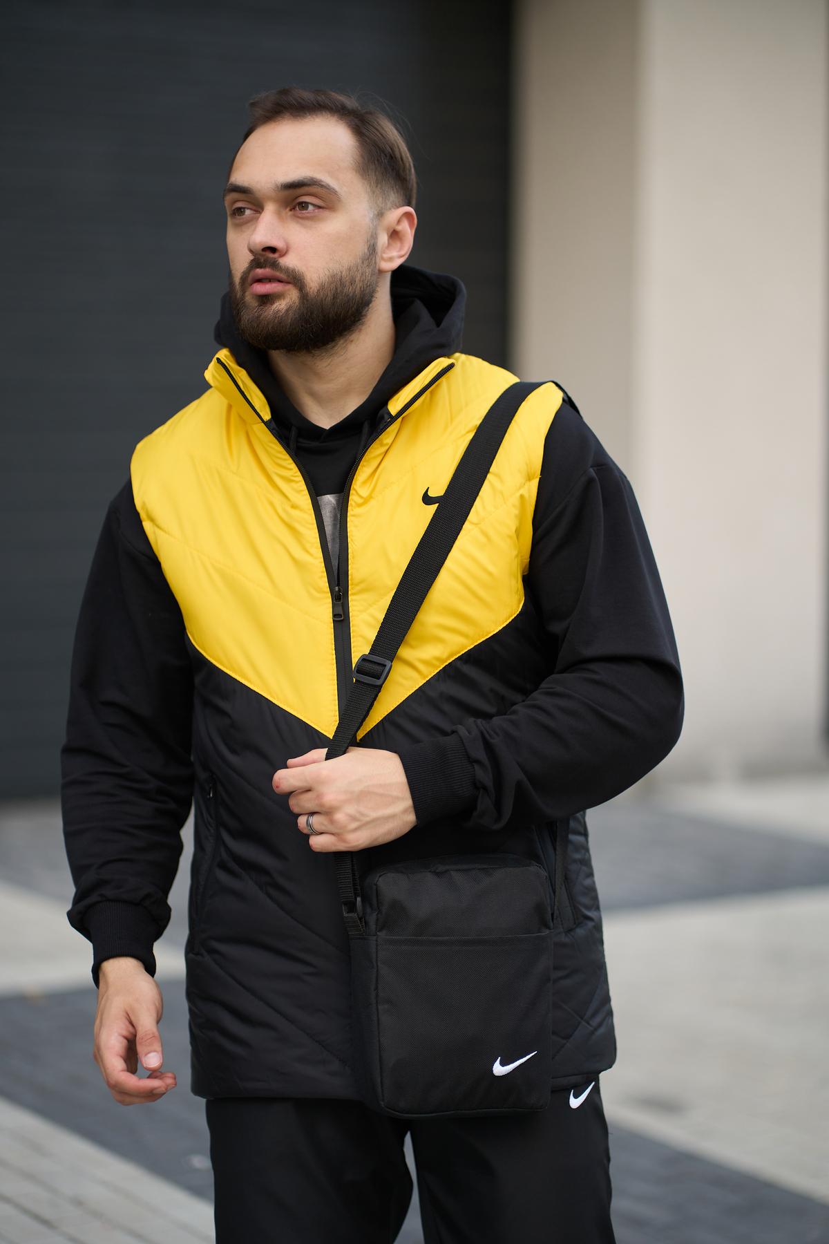 Комплект 'Clip' Nike жилет жовто-чорний + штани president. Барсетка у подарунок!