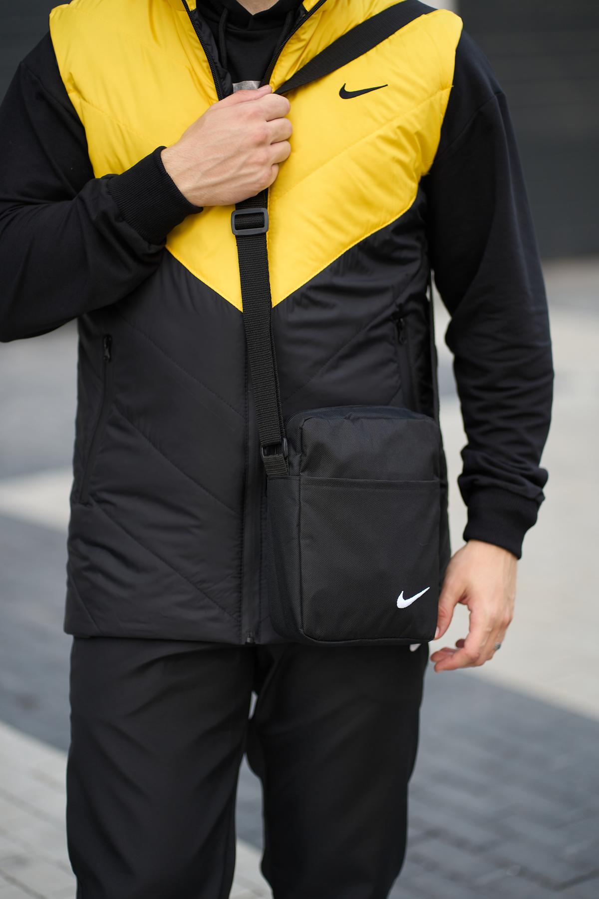 Комплект 'Clip' Nike жилет жовто-чорний + штани president. Барсетка у подарунок!