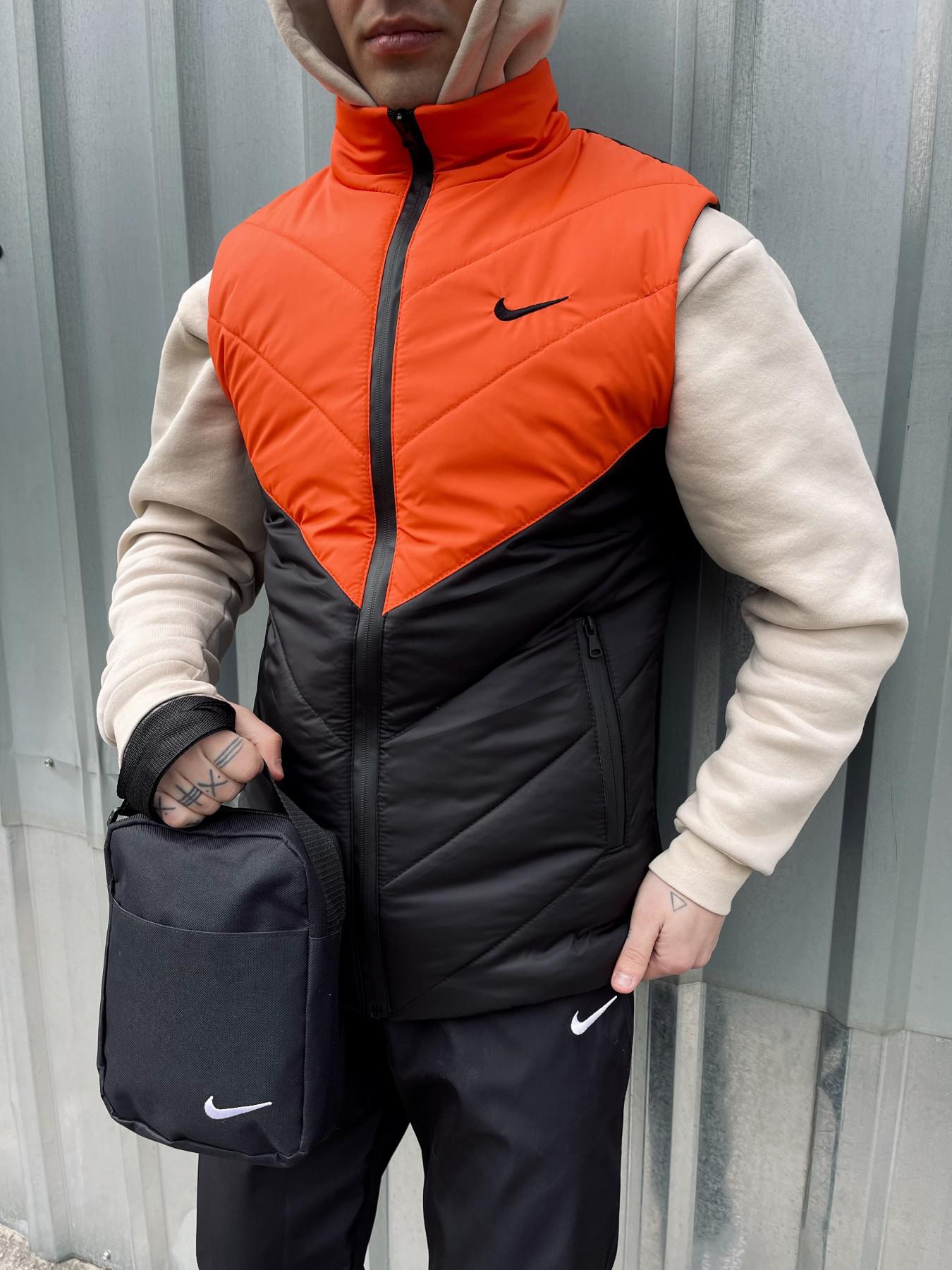 Комплект 'Clip' Nike жилет помаранчево-чорний + штани president. Барсетка у подарунок!