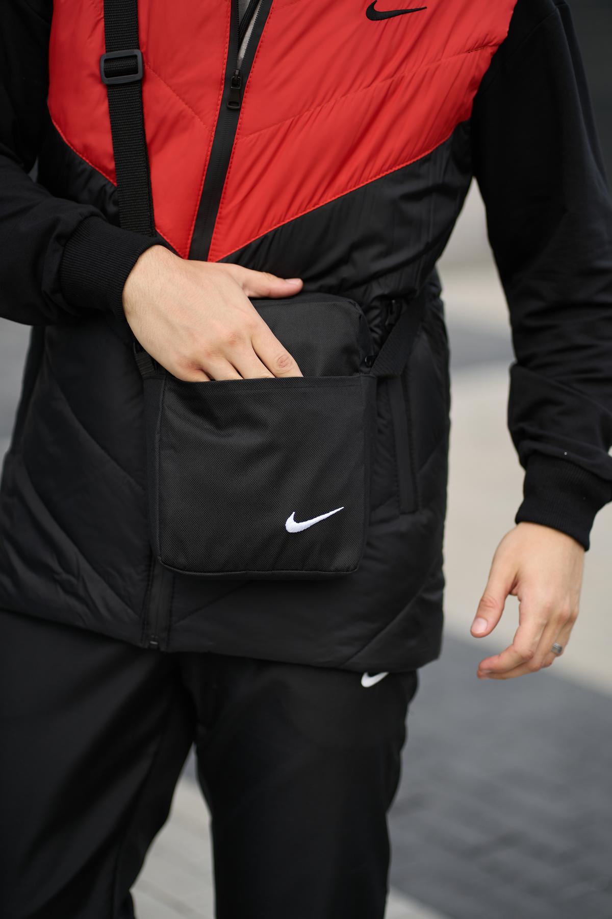 Комплект 'Clip' Nike жилет помаранчево-чорний + штани president. Барсетка у подарунок!