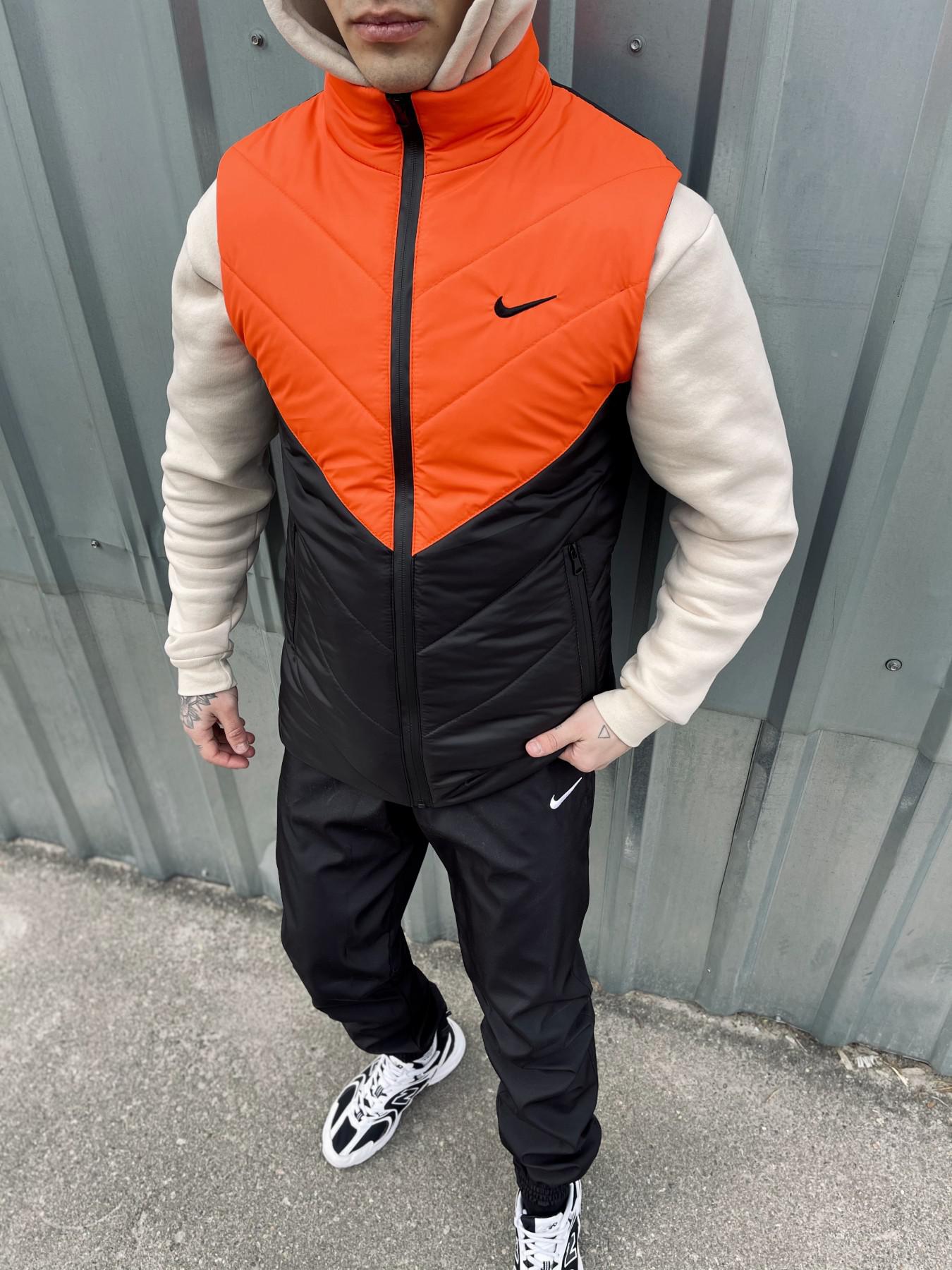 Комплект 'Clip' Nike жилет помаранчево-чорний + штани president. Барсетка у подарунок!