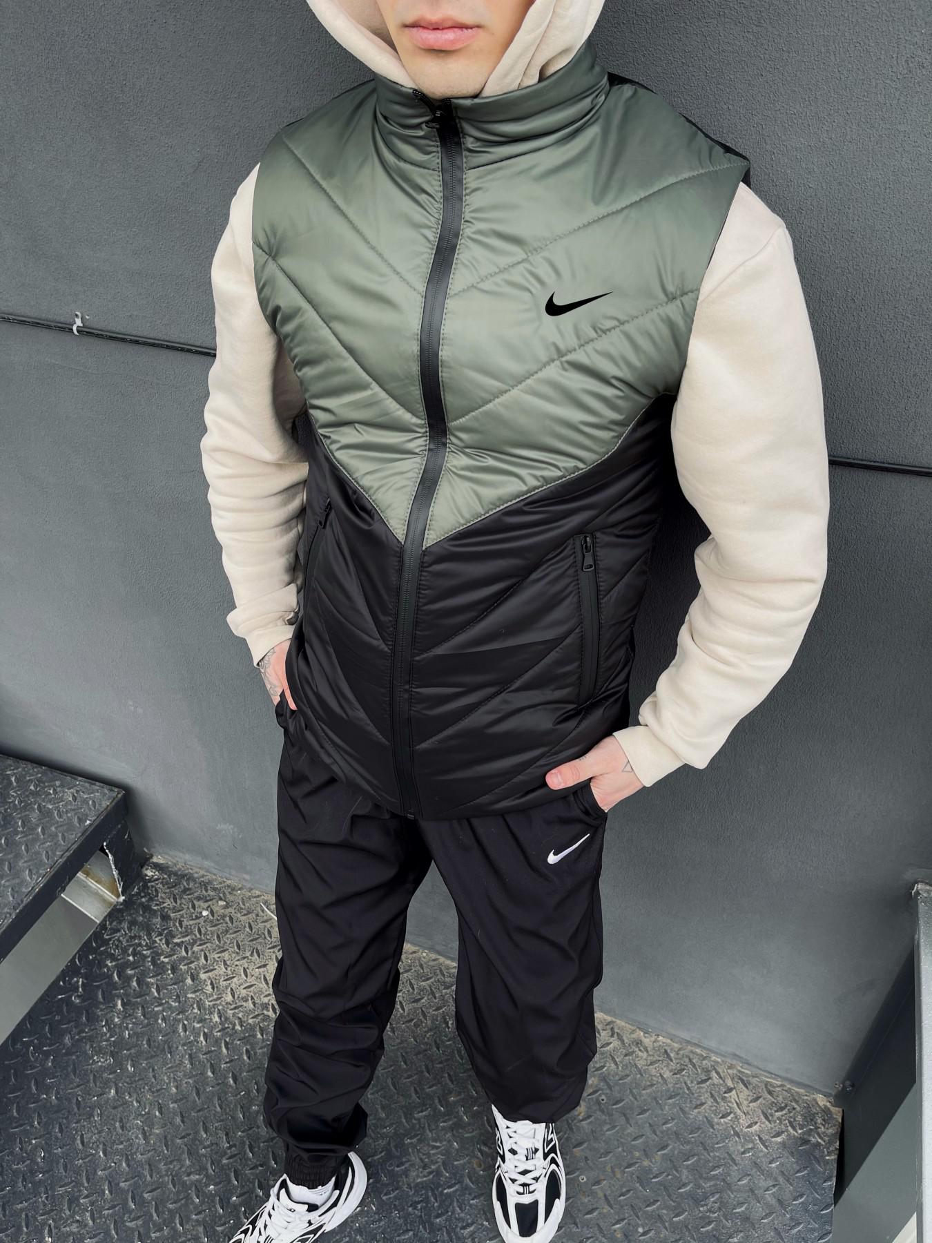 Комплект 'Clip' Nike жилет хакі-чорний + штани president. Барсетка у подарунок!