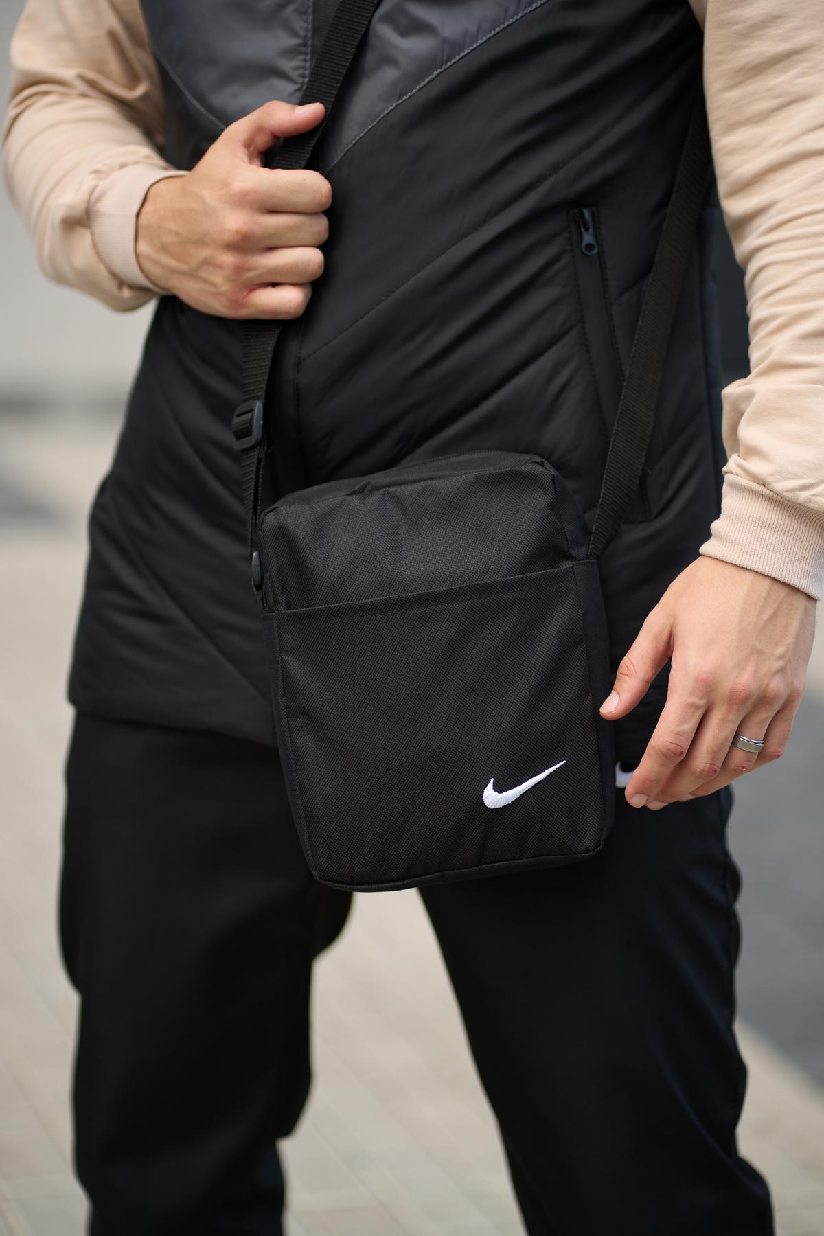Комплект 'Clip' Nike жилет сіро-чорний + штани president. Барсетка у подарунок!
