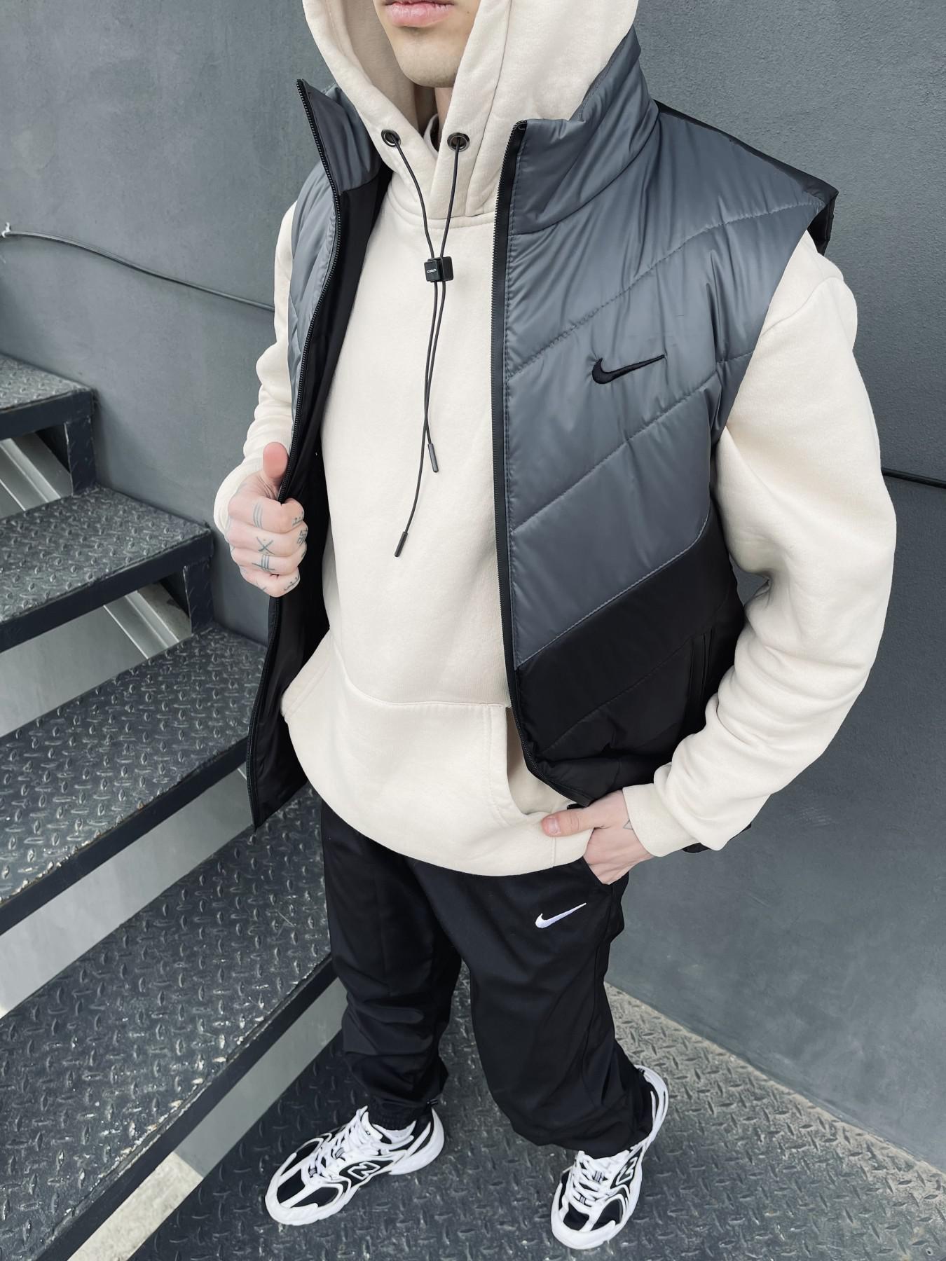 Комплект 'Clip' Nike жилет сіро-чорний + штани president. Барсетка у подарунок!