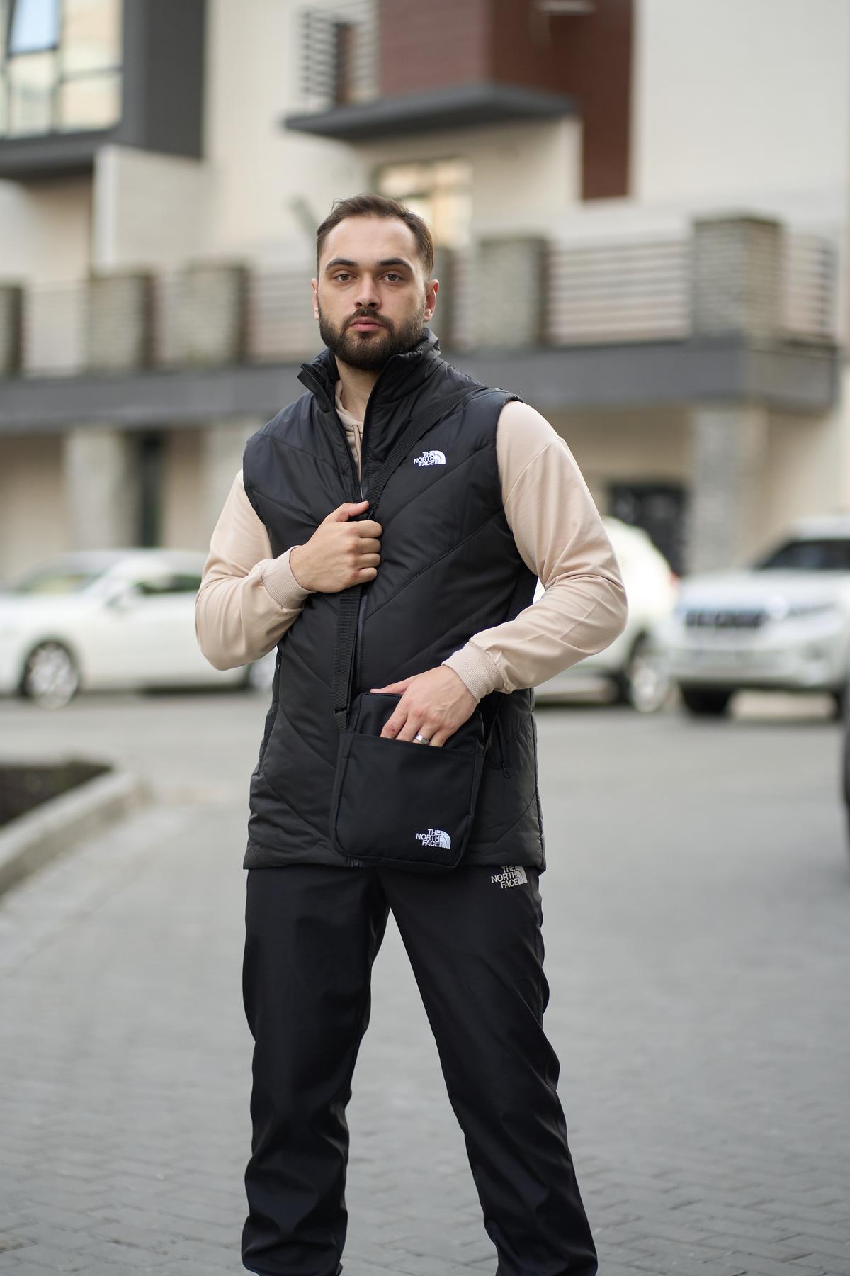 Комплект TNF 'Clip' жилетка чорна/штани president + барсетка у подарунок