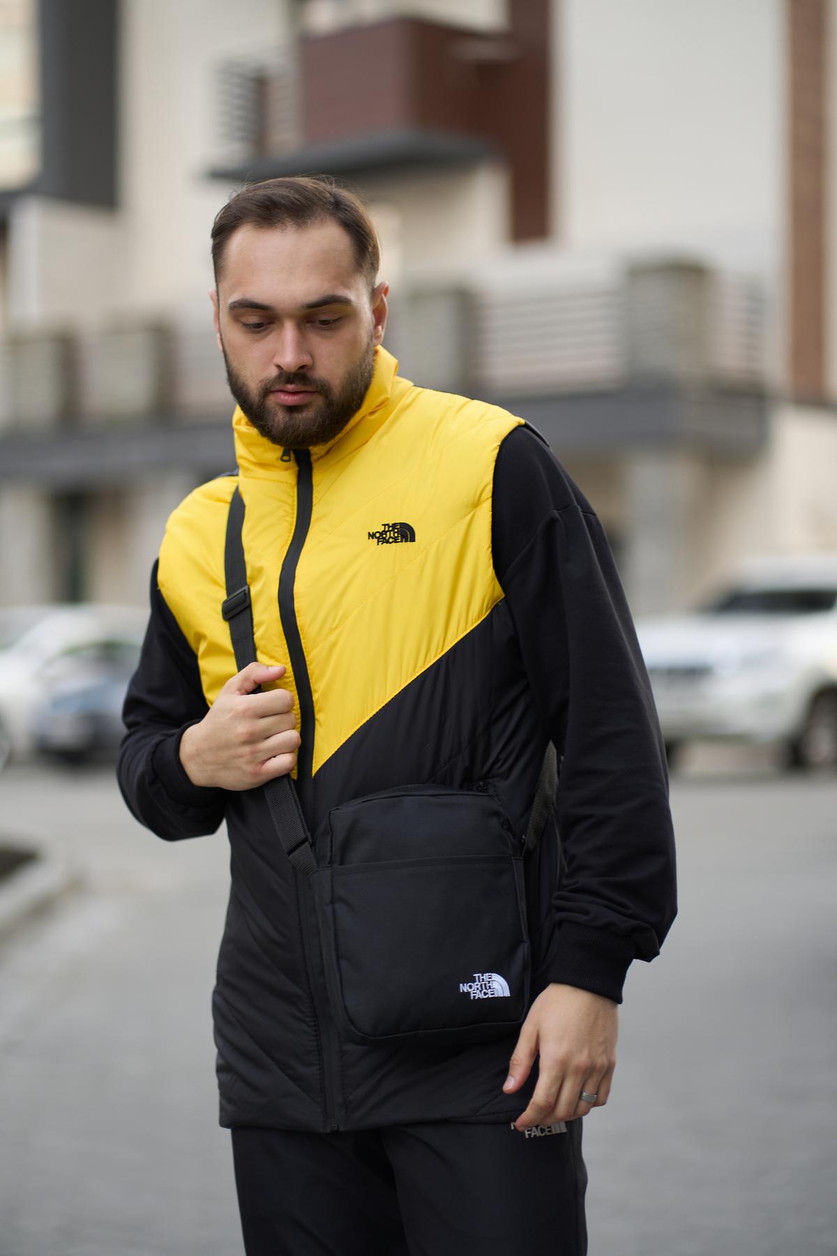 Комплект TNF 'Clip' жилетка жовто-чорна / штани president + барсетка у подарунок