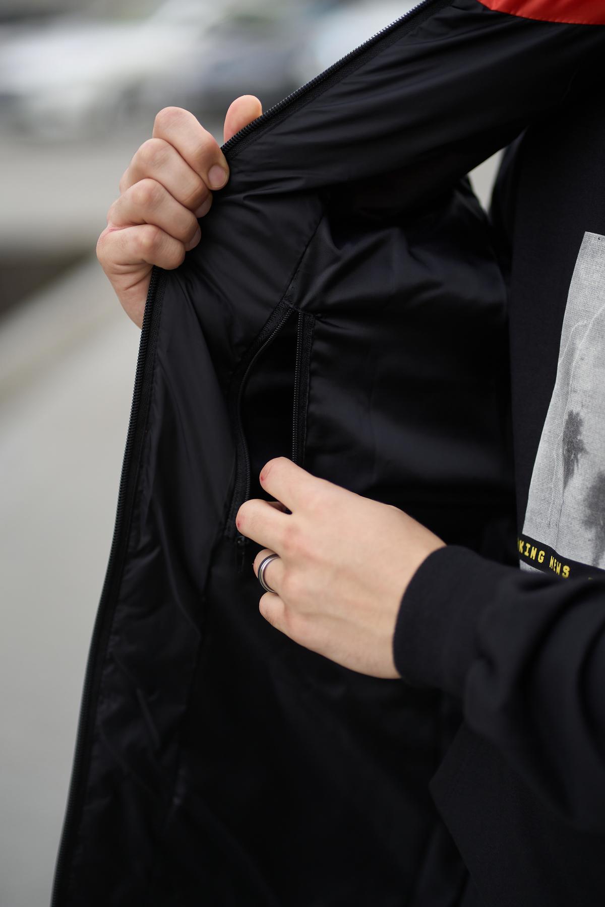 Комплект TNF 'Clip' жилетка помаранчево-чорна / штани president + барсетка у подарунок