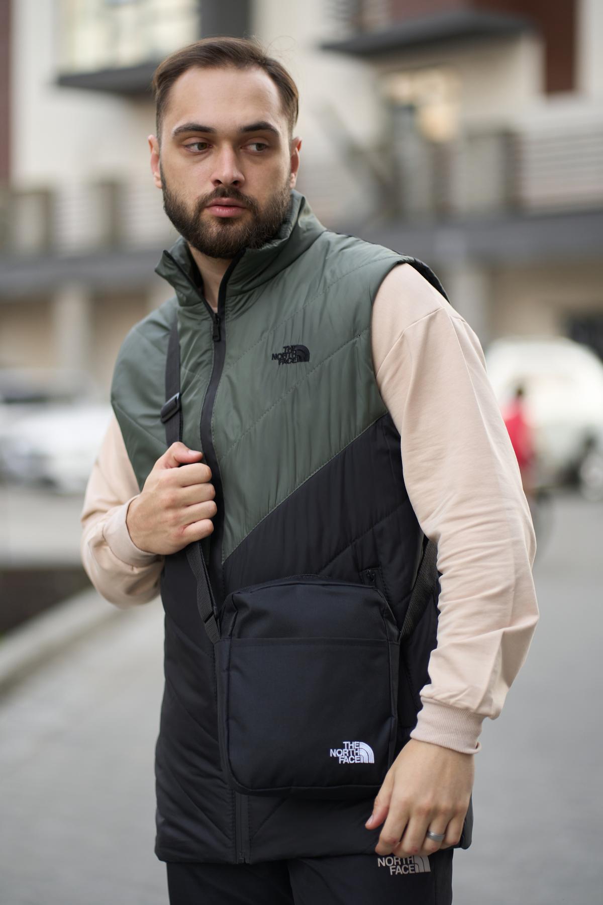 Комплект TNF 'Clip' жилетка хакі-чорна / штани president + барсетка у подарунок