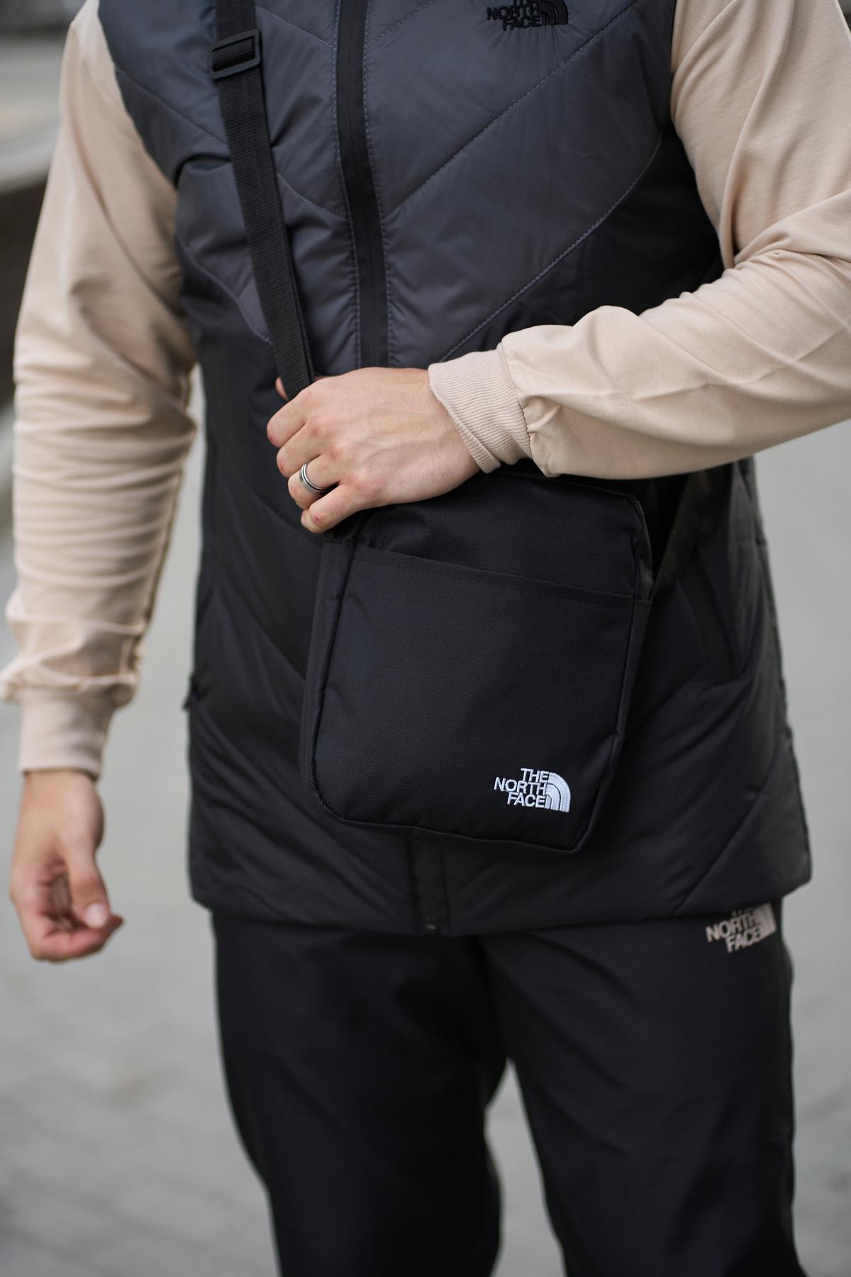 Комплект TNF 'Clip' жилетка сіро-чорна / штани president + барсетка у подарунок
